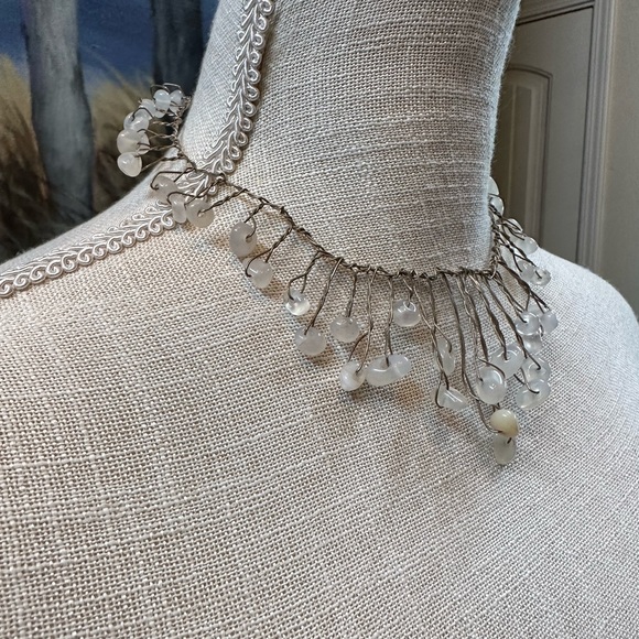 Handcrafted w wire choker necklace w clear Quartz stones Peru native made - Picture 5 of 6